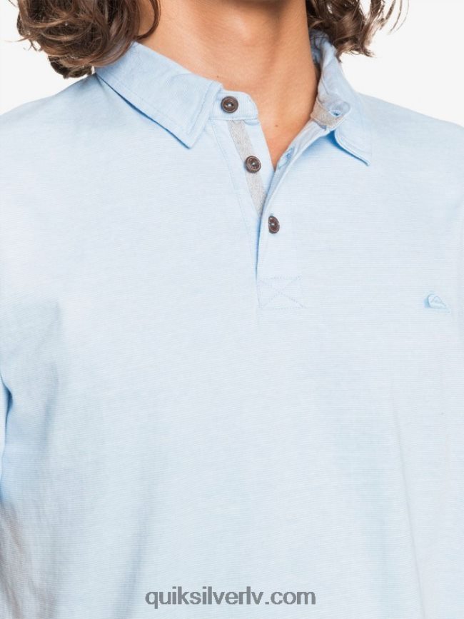 vīriešiem Quiksilver ikdienas saules kruīza polo krekls ar īsām piedurknēm gaisīgi zils 88064R1553