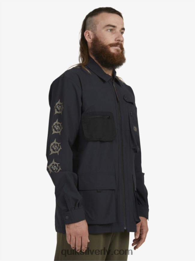 vīriešiem Quiksilver krekls ar garām piedurknēm zem debesīm melns 88064R1717
