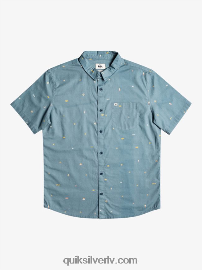 vīriešiem Quiksilver krekls ar īsām piedurknēm provinces zilā attālumā 88064R1629