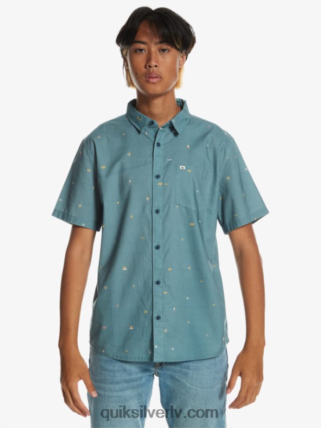 vīriešiem Quiksilver krekls ar īsām piedurknēm provinces zilā attālumā 88064R1629