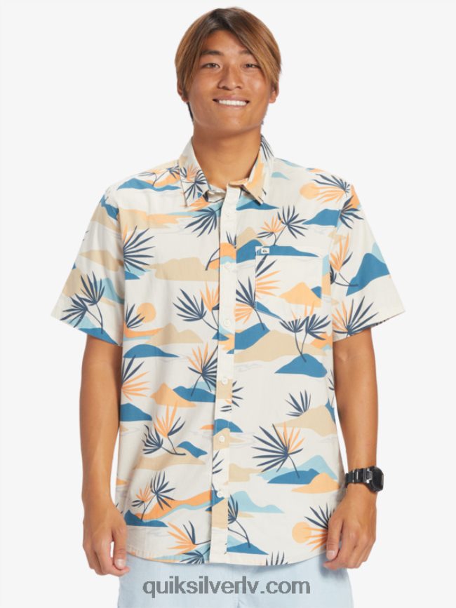 vīriešiem Quiksilver lēns apdullināts krekls ar īsām piedurknēm bērzs lēns daze ss 88064R666