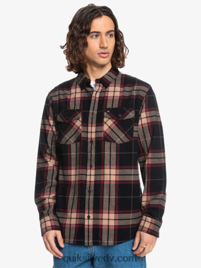 vīriešiem Quiksilver liepas stiepts flaneļa krekls ar garām piedurknēm melnā liepa stiept 88064R1428