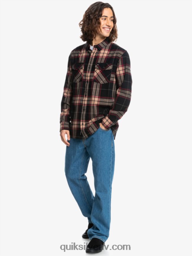 vīriešiem Quiksilver liepas stiepts flaneļa krekls ar garām piedurknēm melnā liepa stiept 88064R1428