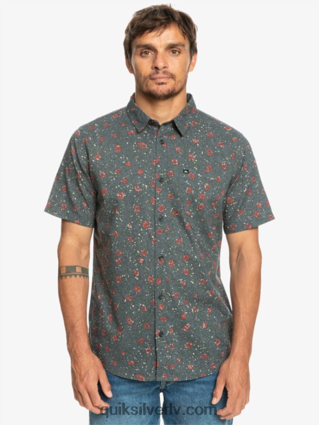vīriešiem Quiksilver maigs fuzz krekls ar īsām piedurknēm tumša šīfera maigs pūciņš 88064R1231