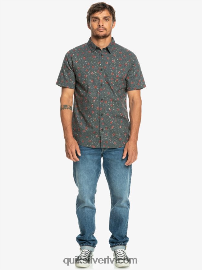 vīriešiem Quiksilver maigs fuzz krekls ar īsām piedurknēm tumša šīfera maigs pūciņš 88064R1231