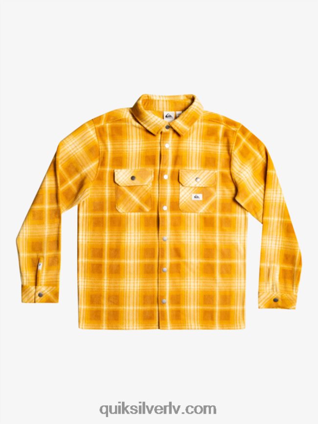 vīriešiem Quiksilver sērfošanas dienu flaneļa krekls ar garām piedurknēm brūnā cukura shadowpleid 88064R1555