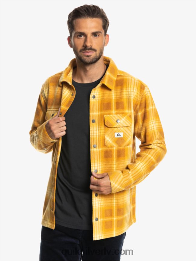 vīriešiem Quiksilver sērfošanas dienu flaneļa krekls ar garām piedurknēm brūnā cukura shadowpleid 88064R1555