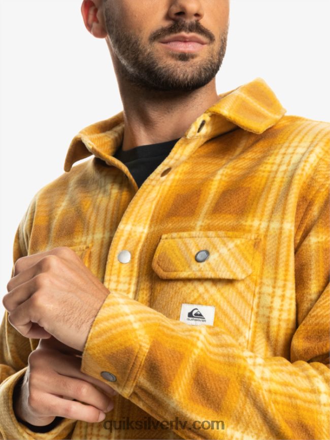 vīriešiem Quiksilver sērfošanas dienu flaneļa krekls ar garām piedurknēm brūnā cukura shadowpleid 88064R1555