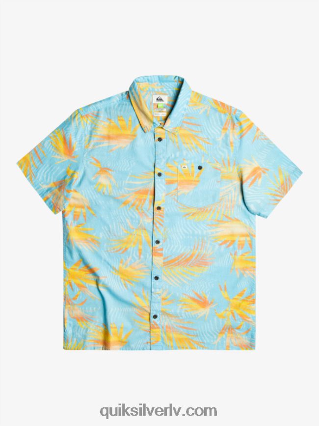 vīriešiem Quiksilver saplēsts kokvilnas krekls ar īsām piedurknēm debess zilas saplēstas 88064R1240