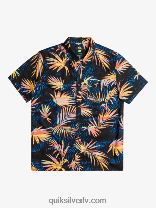 vīriešiem Quiksilver saplēsts kokvilnas krekls ar īsām piedurknēm melni saplēsti 88064R1239
