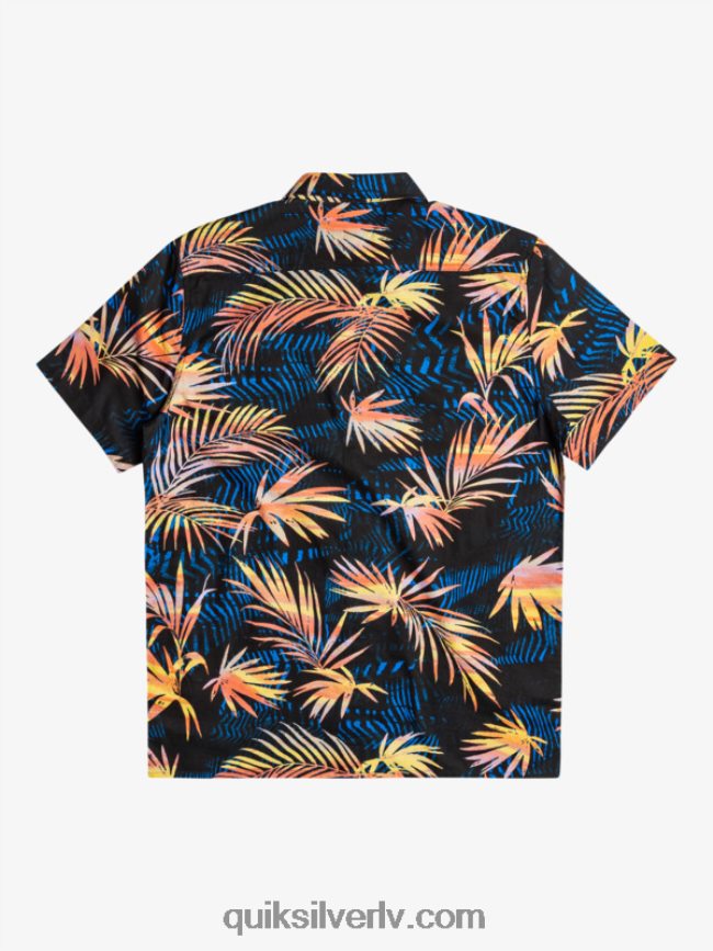 vīriešiem Quiksilver saplēsts kokvilnas krekls ar īsām piedurknēm melni saplēsti 88064R1239