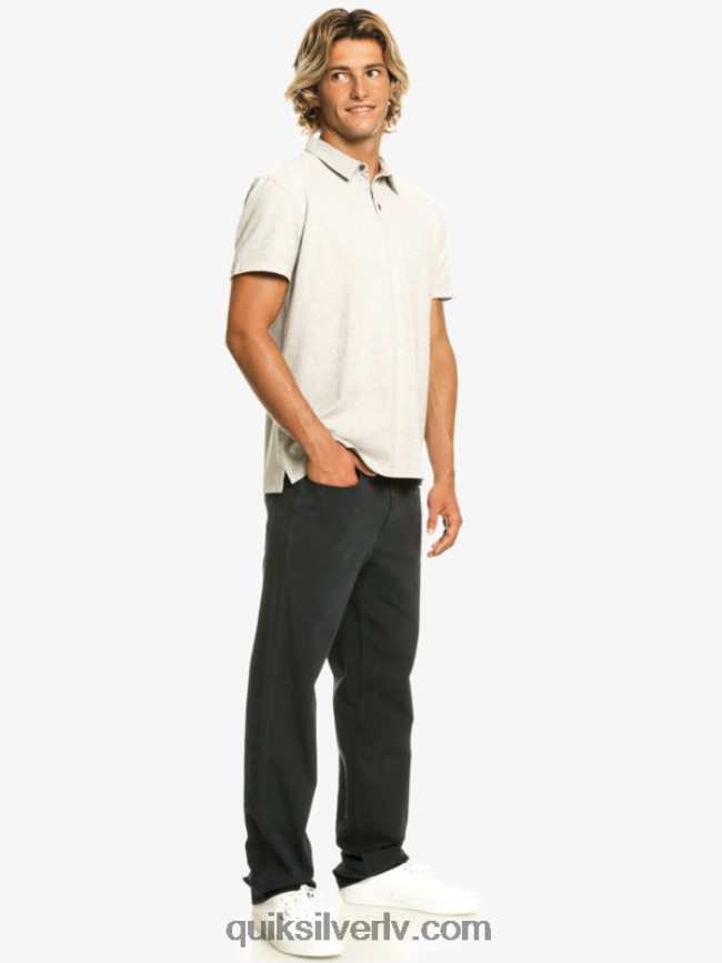 vīriešiem Quiksilver saulrieta kruīza polo krekls ar īsām piedurknēm gaiši pelēki virši 88064R475