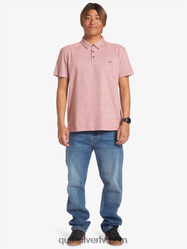 vīriešiem Quiksilver saulrieta kruīza polo krekls ar īsām piedurknēm sarkanais okers 88064R478