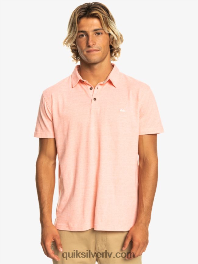 vīriešiem Quiksilver saulrieta kruīza polo krekls ar īsām piedurknēm svaigs lasis 88064R480