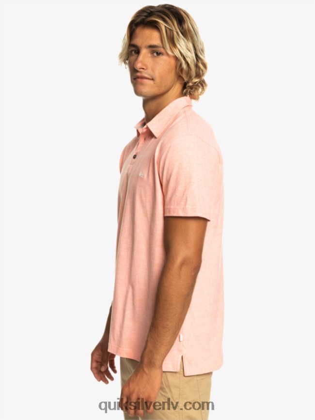 vīriešiem Quiksilver saulrieta kruīza polo krekls ar īsām piedurknēm svaigs lasis 88064R480