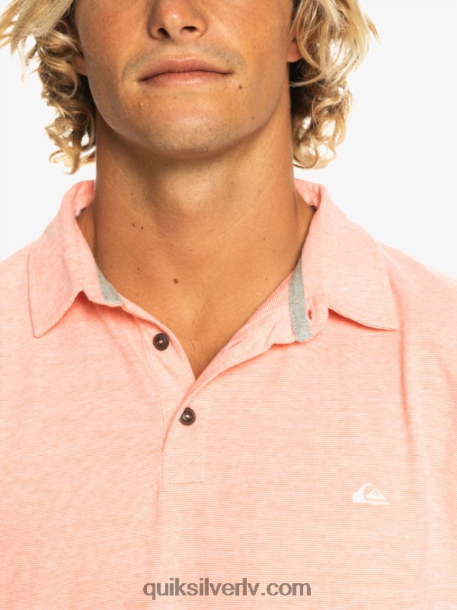 vīriešiem Quiksilver saulrieta kruīza polo krekls ar īsām piedurknēm svaigs lasis 88064R480