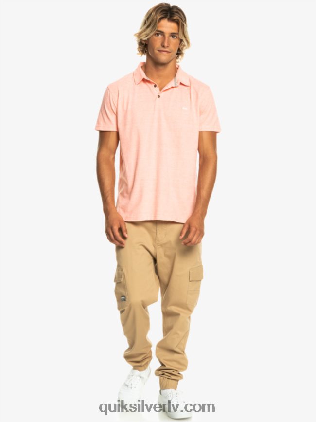 vīriešiem Quiksilver saulrieta kruīza polo krekls ar īsām piedurknēm svaigs lasis 88064R480