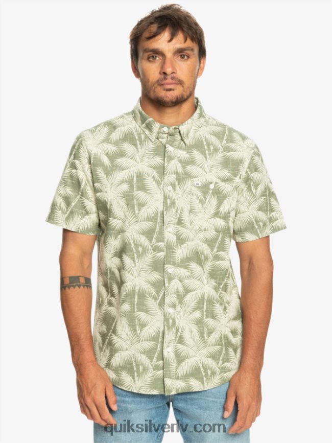 vīriešiem Quiksilver īslaicīgs krekls ar īsām piedurknēm četru lapu īslaicīgs brīdis 88064R996