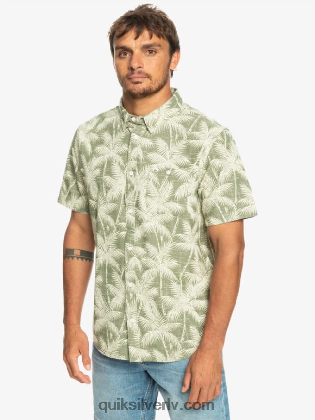 vīriešiem Quiksilver īslaicīgs krekls ar īsām piedurknēm četru lapu īslaicīgs brīdis 88064R996