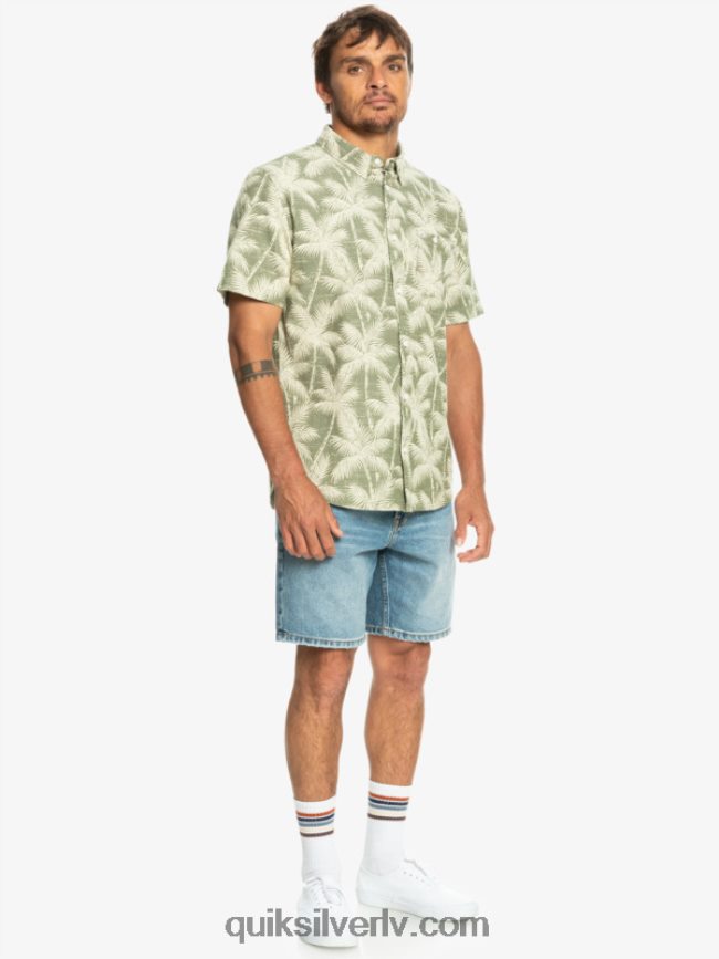 vīriešiem Quiksilver īslaicīgs krekls ar īsām piedurknēm četru lapu īslaicīgs brīdis 88064R996
