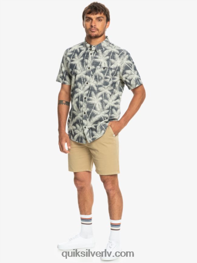 vīriešiem Quiksilver īslaicīgs krekls ar īsām piedurknēm flotes īslaicīgs brīdis 88064R995