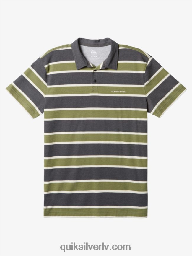 vīriešiem Quiksilver svītrains polo krekls ar īsām piedurknēm asfalta svītrains lite 3 88064R1623