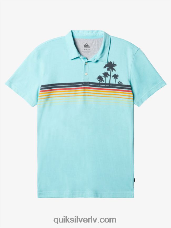 vīriešiem Quiksilver svītrains polo krekls ar īsām piedurknēm eņģelis zils 88064R749