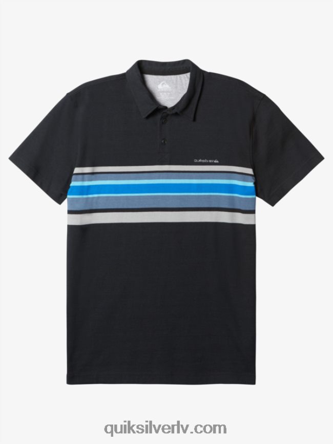 vīriešiem Quiksilver svītrains polo krekls ar īsām piedurknēm melns svītrains 1 88064R1624