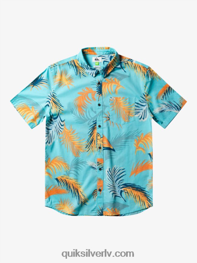 vīriešiem Quiksilver tropu glitch krekls ar īsām piedurknēm eņģeļa zila tropu kļūme 88064R552