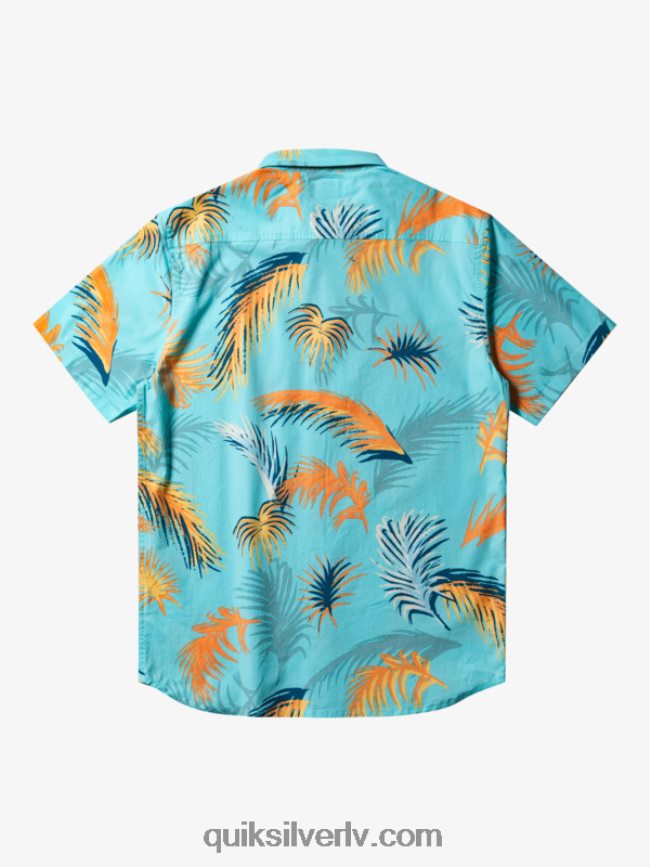 vīriešiem Quiksilver tropu glitch krekls ar īsām piedurknēm eņģeļa zila tropu kļūme 88064R552