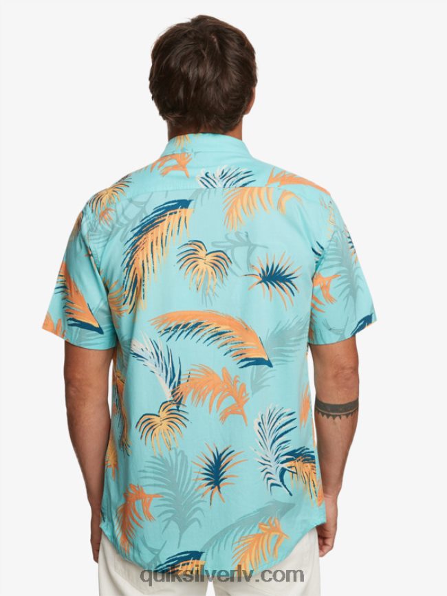 vīriešiem Quiksilver tropu glitch krekls ar īsām piedurknēm eņģeļa zila tropu kļūme 88064R552