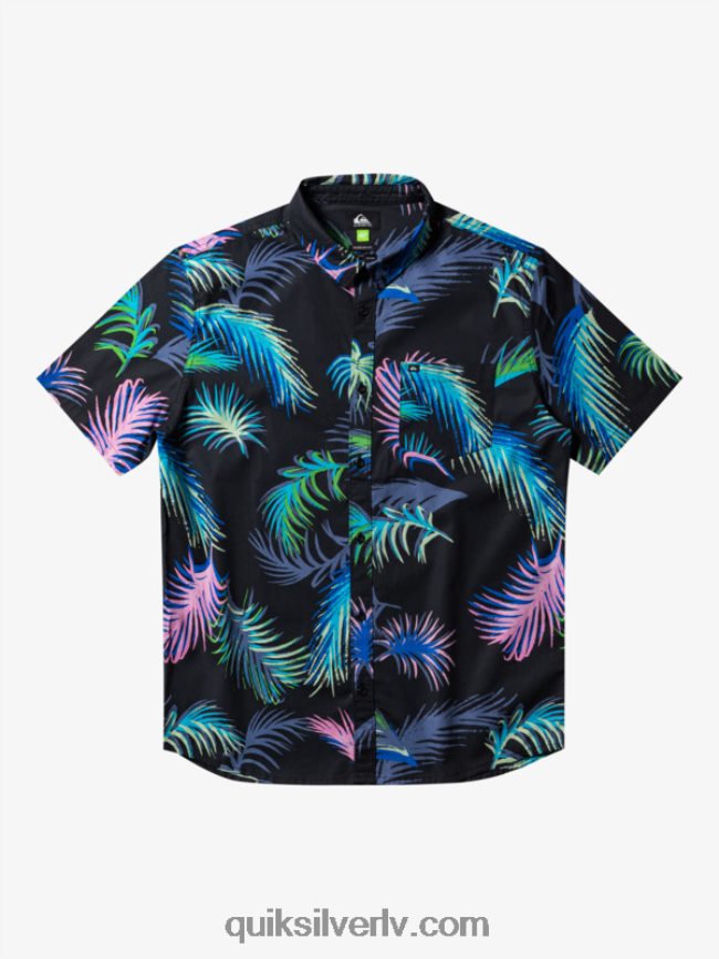 vīriešiem Quiksilver tropu glitch krekls ar īsām piedurknēm melns tropu kļūme 88064R551