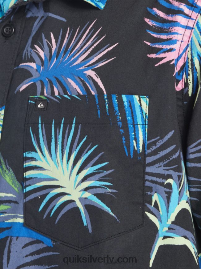 vīriešiem Quiksilver tropu glitch krekls ar īsām piedurknēm melns tropu kļūme 88064R551