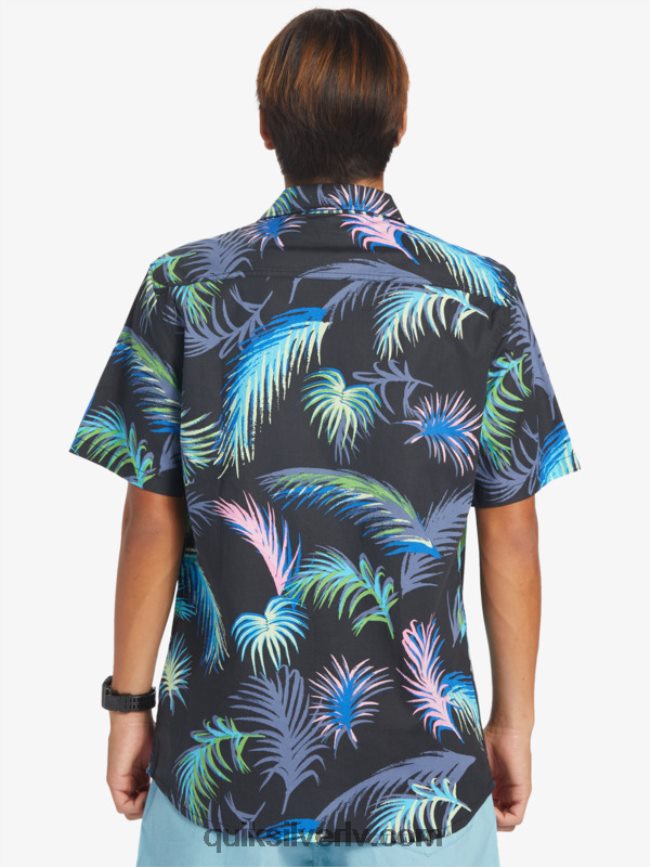 vīriešiem Quiksilver tropu glitch krekls ar īsām piedurknēm melns tropu kļūme 88064R551