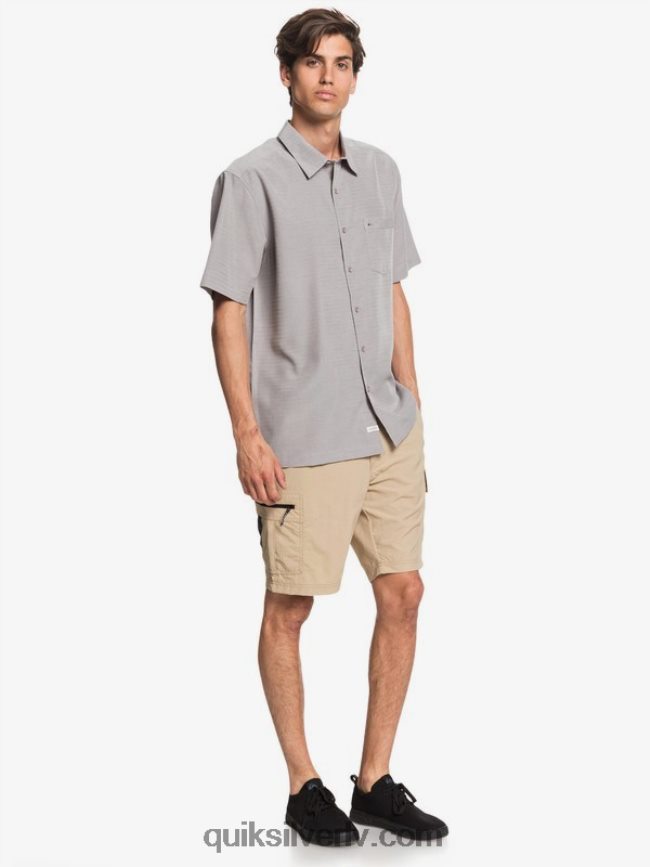 vīriešiem Quiksilver waterman centinela premium pretgrumbu krekls krama pelēkā centinella 88064R1301