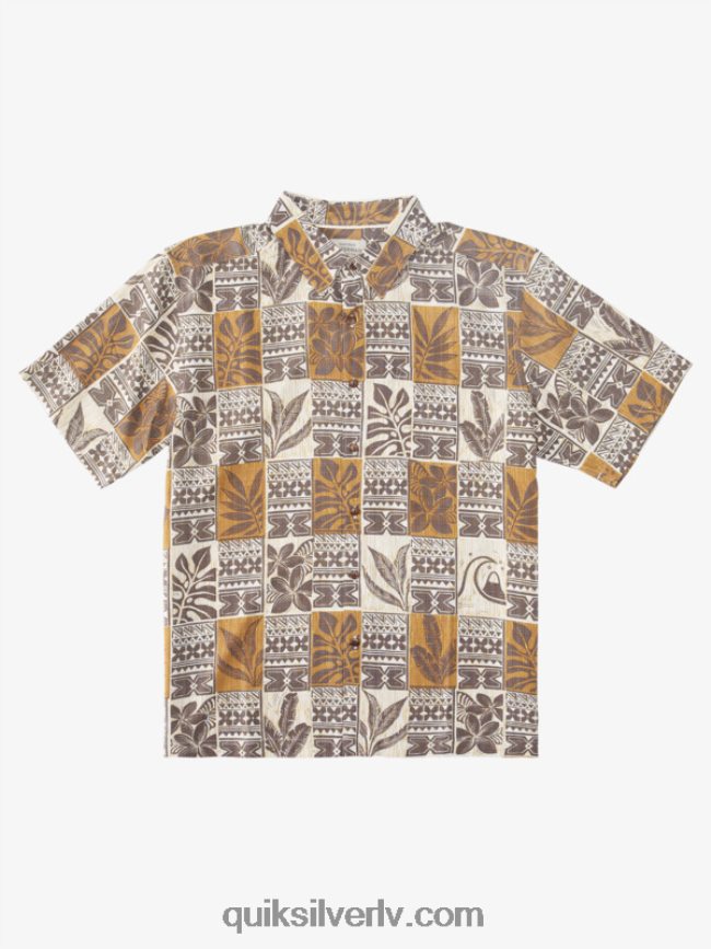 vīriešiem Quiksilver waterman leaf boxes havajiešu krekls brūno rīsu lapu kastes 88064R918