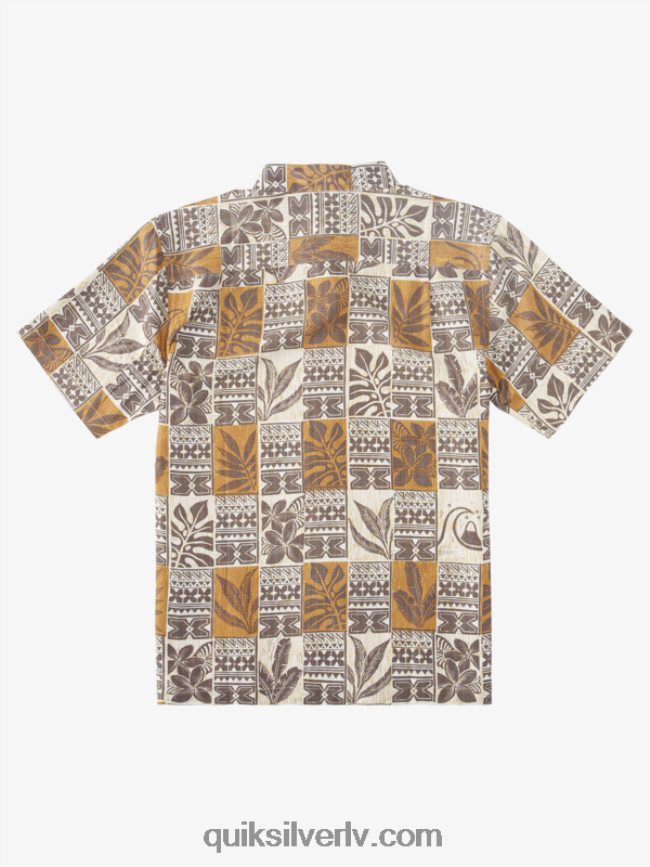 vīriešiem Quiksilver waterman leaf boxes havajiešu krekls brūno rīsu lapu kastes 88064R918