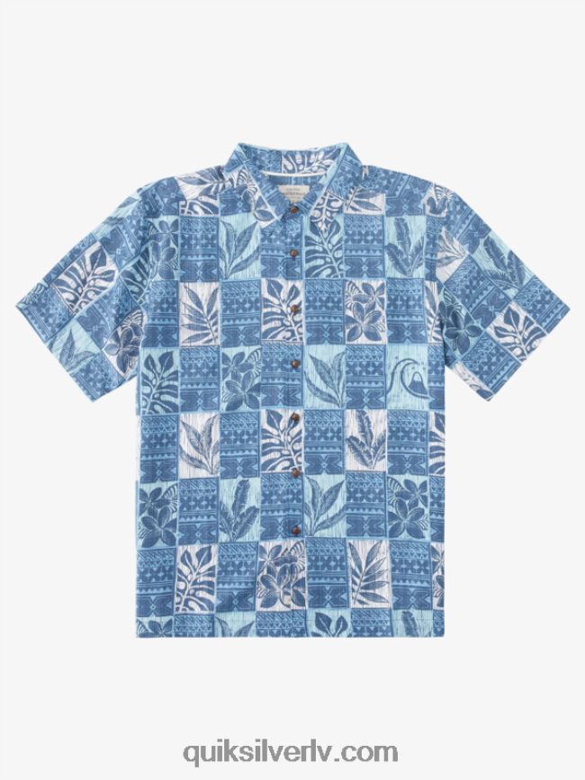 vīriešiem Quiksilver waterman leaf boxes havajiešu krekls krēslas zilas lapu kastes 88064R917