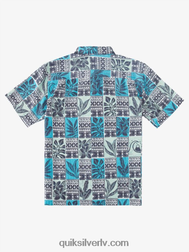vīriešiem Quiksilver waterman leaf boxes havajiešu krekls zilas tirkīza lapu kastes 88064R915