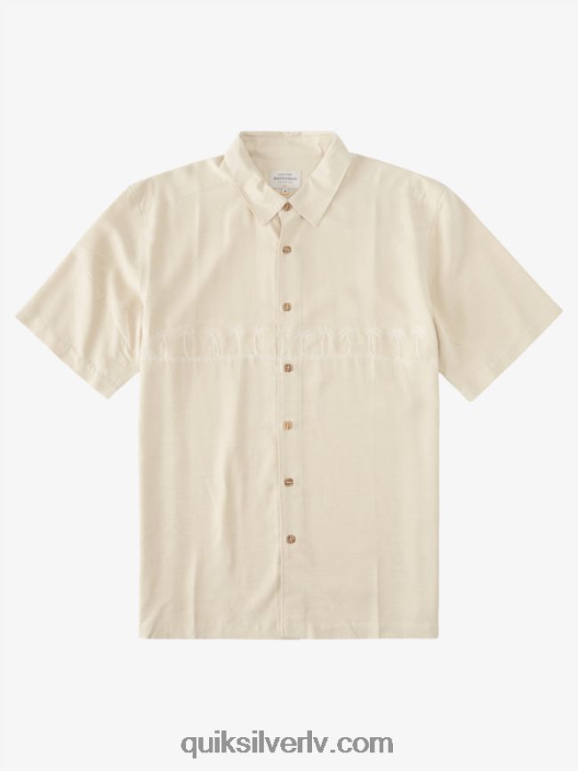 vīriešiem Quiksilver waterman tahiti palms premium pretgrumbu krekls Brūnie rīsi 88064R869