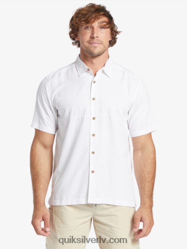 vīriešiem Quiksilver waterman tahiti palms premium pretgrumbu krekls balts 88064R867