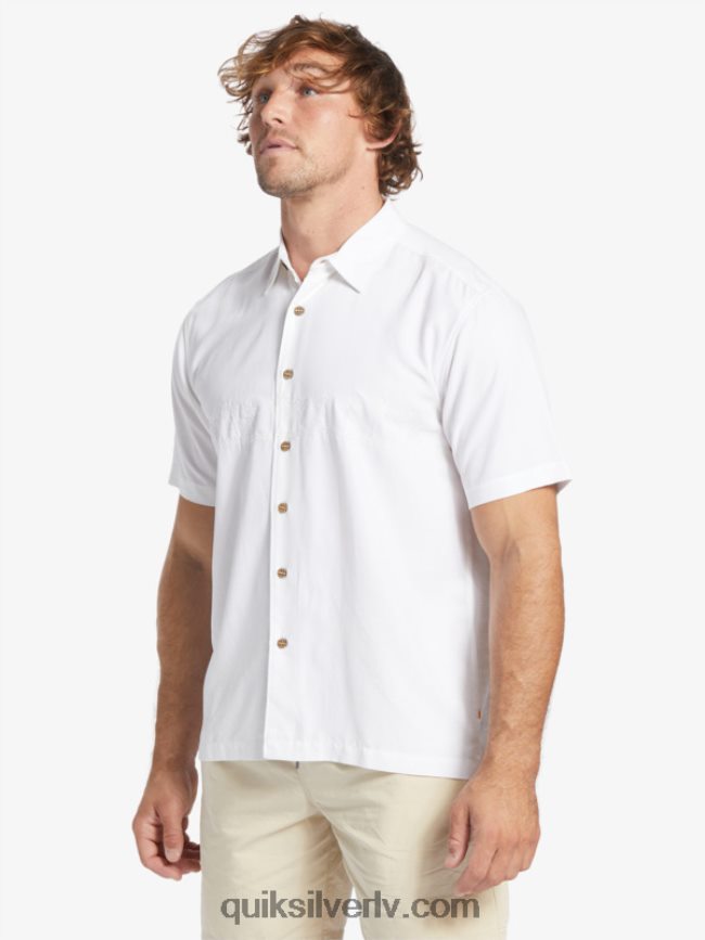 vīriešiem Quiksilver waterman tahiti palms premium pretgrumbu krekls balts 88064R867