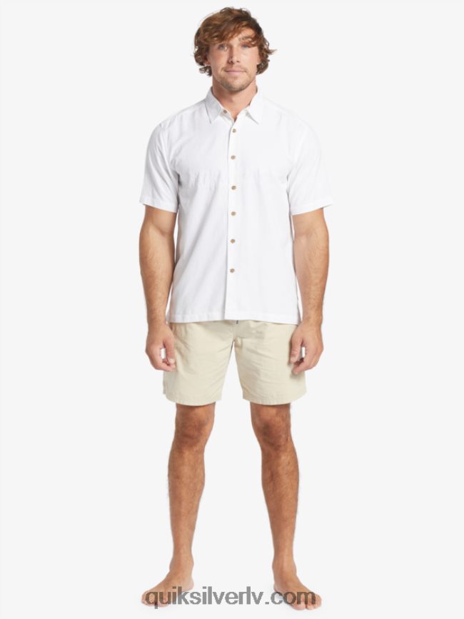 vīriešiem Quiksilver waterman tahiti palms premium pretgrumbu krekls balts 88064R867
