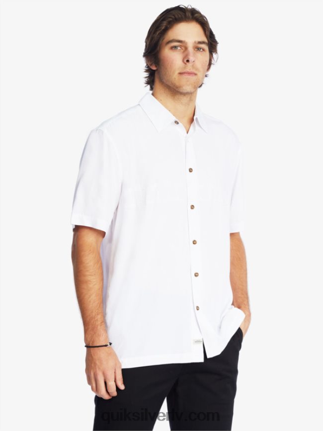 vīriešiem Quiksilver waterman tahiti palms premium pretgrumbu krekls balts 88064R867