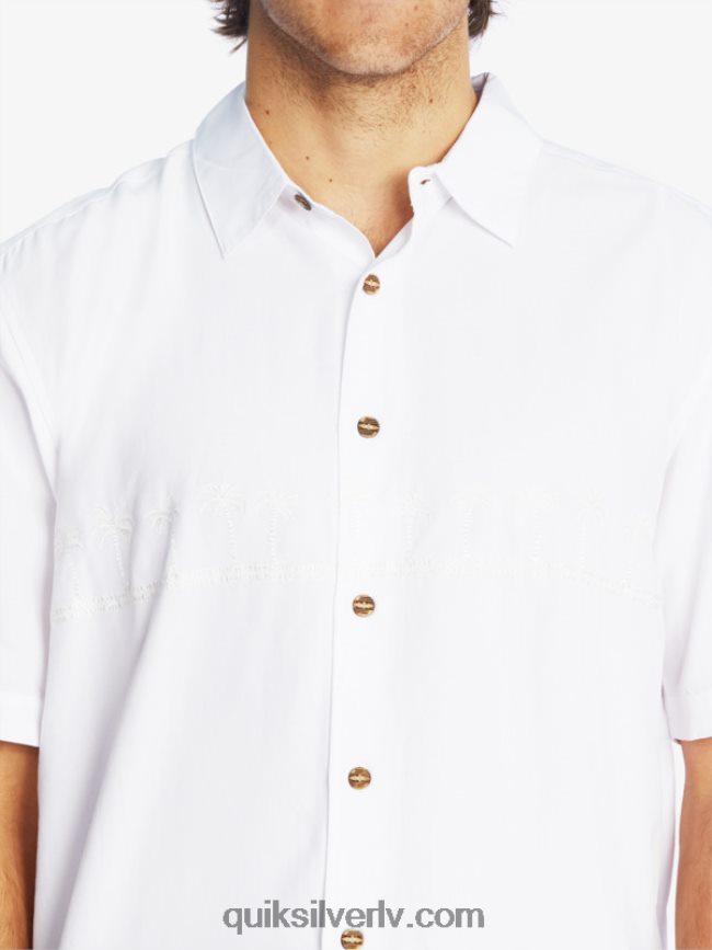 vīriešiem Quiksilver waterman tahiti palms premium pretgrumbu krekls balts 88064R867