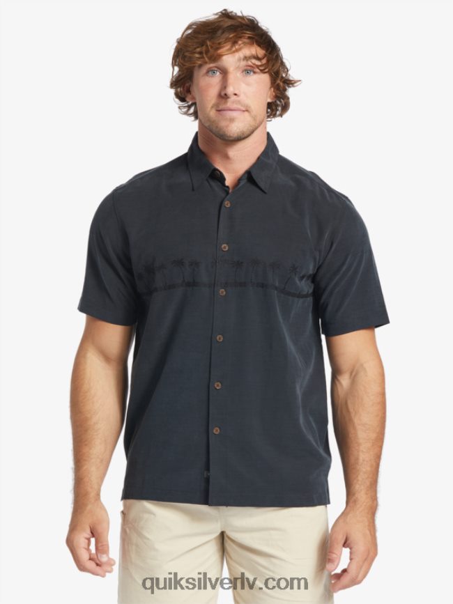 vīriešiem Quiksilver waterman tahiti palms premium pretgrumbu krekls melns 88064R868