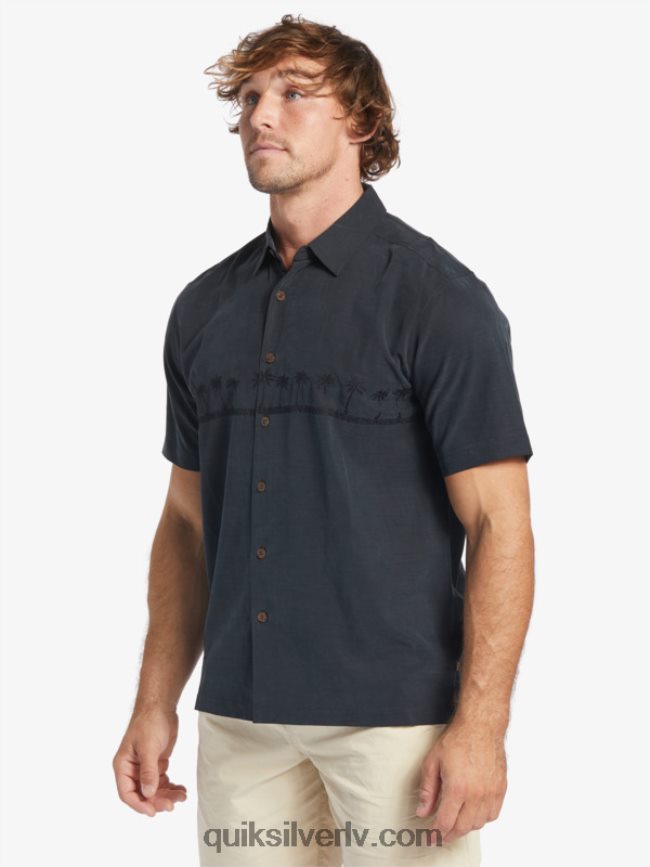 vīriešiem Quiksilver waterman tahiti palms premium pretgrumbu krekls melns 88064R868