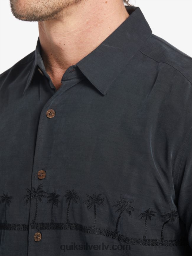 vīriešiem Quiksilver waterman tahiti palms premium pretgrumbu krekls melns 88064R868