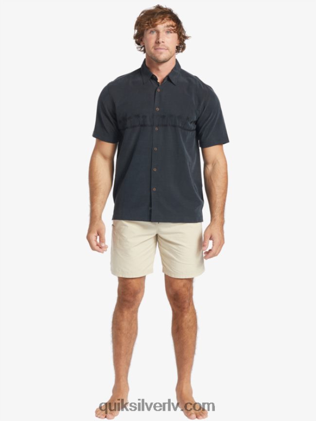 vīriešiem Quiksilver waterman tahiti palms premium pretgrumbu krekls melns 88064R868