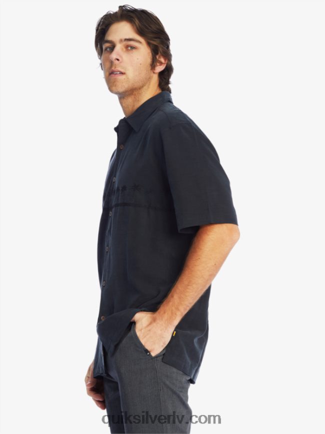 vīriešiem Quiksilver waterman tahiti palms premium pretgrumbu krekls melns 88064R868
